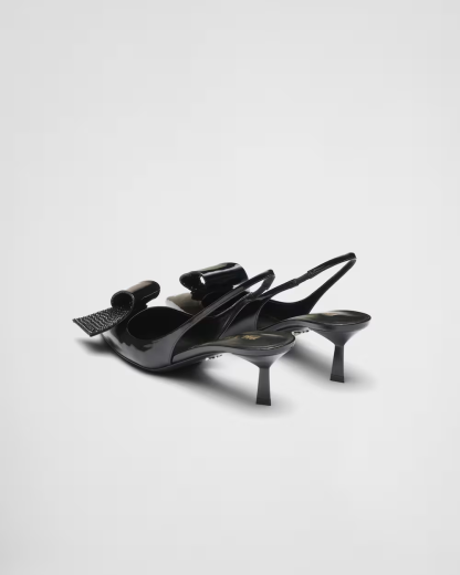 Patent leather slingback pumps